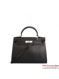 Hermes Kelly 32cm Top Handle Bag Black Togo Leather Silver Tl1909Gw67