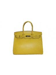 Hermes Kelly 35cm Top Handle Bag Lemon Ostrich Leather Gold Tl1824VI95