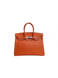 Hermes Kelly 35cm Top Handle Bag Orange Ostrich Leather Silver Tl1829cf57