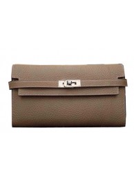 Hermes Kelly Wallet Togo Leather Bi-Fold Purse HA708W Gray Tl2147wv88