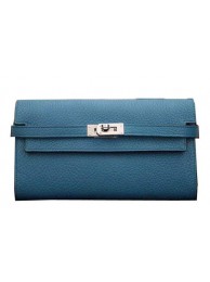 Hermes Kelly Wallet Togo Leather Bi-Fold Purse HA708W Light Blue Tl2143Ri95