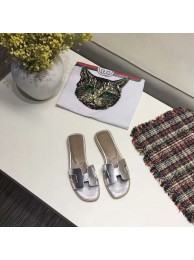 Hermes lady leather fashion Slipper HO809HMJ silver Tl3365Zr53