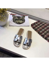 Hermes lady leather fashion Slipper HO811HMJ silver Tl3358cP15