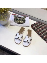 Hermes lady leather fashion Slipper HO811HMJ white Tl3356EW67