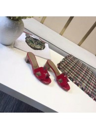 Hermes lady leather Slipper HO814HMJ Heel high 5CM red Tl3345fr81