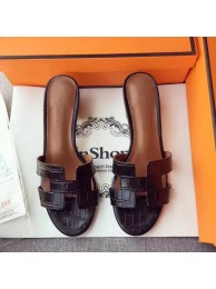 Hermes Leather Slipper HO742 Black Tl3380fw56