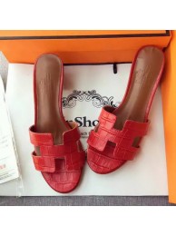Hermes Leather Slipper HO742 Red Tl3386OG45