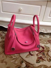 Hermes Lindy 30CM Original Leather Shoulder Bag HLD30 Rose Tl1245vK93