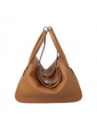 Hermes Lindy 30CM Wheat Grainy Leather Havanne Shoulder Bag Tl1743lq41