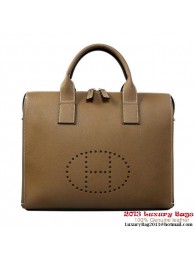 Hermes Mens Briefcase Calf Leather H1289A Khaki Tl1858ER88