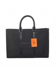Hermes Mens Briefcase Canvas & Leather H1691 Black Tl1716CI68