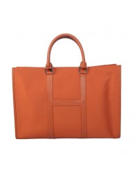Hermes Mens Briefcase Canvas & Leather H1691 Orange Tl1717Il41