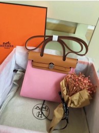 Hermes mini Herbag Original Canvas Leather & Calfskin 45987 pink&brown Tl443ta99
