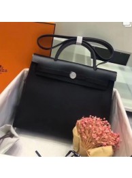 Hermes mini Herbag Original Canvas Leather & Calfskin 45988 Black Tl423gE29