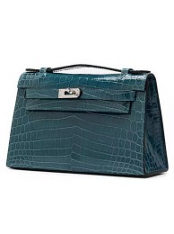 Hermes MINI Kelly 22cm Clutch Croco Leather KL22 Green Tl1087XW58
