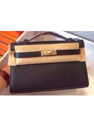 Hermes MINI Kelly 22cm Tote Bag Calfskin Leather K22 Black Tl1045lU52