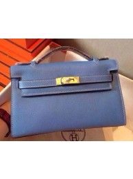 Hermes MINI Kelly 22cm Tote Bag Calfskin Leather K22 SkyBlue Tl1038Gm74
