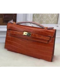 Hermes MINI Kelly 22cm Tote Bag Croco Leather KL22 Orange Tl975hc46