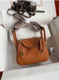 Hermes mini Lindy Original Togo Leather Bag OLD19 brown Tl101OG45