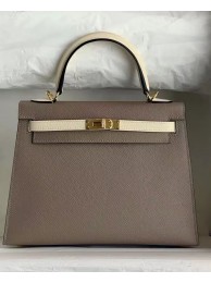 Hermes Original Epsom Leather KEL2578 grey&cream Tl338qB82