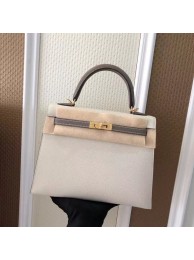 Hermes Original Epsom Leather KEL2578 white&grey Tl361Qu69