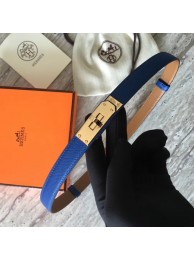Hermes original epsom leather Kelly belt H069854 blue gold plated metal Tl3526Eb92
