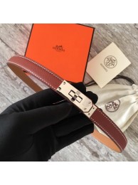 Hermes original epsom leather Kelly belt H069854 fuchsia silver plated metal Tl3510Wi77