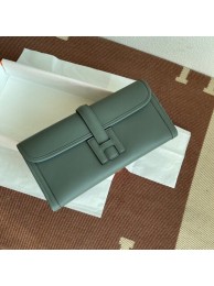 Hermes Original jige swift Leather Clutch 37088 Almond green Tl254sp14
