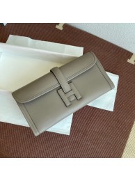 Hermes Original jige swift Leather Clutch 37088 gray Tl267rJ28