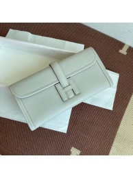 Hermes Original jige swift Leather Clutch 37088 Pearl grey Tl263Rk60