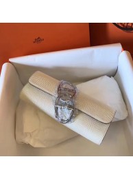Hermes Original Lizard Leather Cluth Bag 17726 Offwhite Tl898Tk78