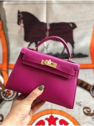 Hermes original mini Kelly chevre mysore K19CM rose&Gold Metal Tl594Ea63