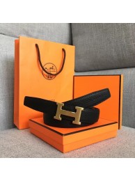 Hermes original togo 2 belt buckle & Reversible leather strap 32 mm H06454 black gold plated metal Tl3464mV18