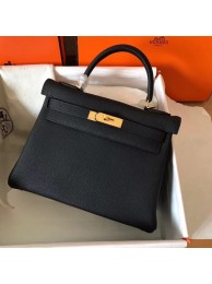Hermes original Togo leather kelly bag KL320 black Tl709Xp72
