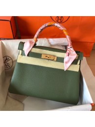 Hermes original Togo leather kelly bag KL320 Blackish green Tl702xh67