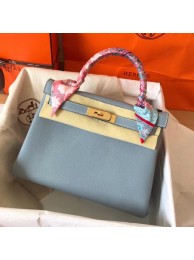 Hermes original Togo leather kelly bag KL320 light blue Tl703qB82