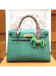 HERMES Ostrich Leather Toto Bag 1788 Green Tl897Zw99