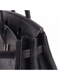 Hermes Real ostrich leather birkin bag BK35 black Tl744MB38