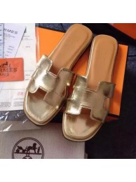 Hermes Slipper Calfskin Leather HO0476 Gold Tl3404Oj66
