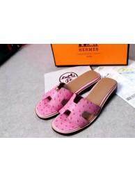 Hermes Slipper Ostrich Leather HO0486 Pink Tl3394Oq54