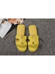 Hermes Slipper Togo Leather HO060 Lemon Tl3411uT54