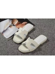 Hermes Slipper Togo Leather HO060 White Tl3410lu18