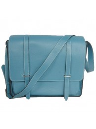 Hermes Steve 35CM Messenger Bag Clemence Leather Blue Tl1963hI90