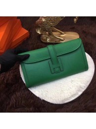 Hermes Togo Leather Clutch H88017 Green Tl858Nw52