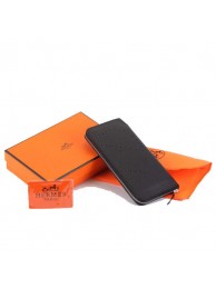Hermes Togo Leather Perforated Zippy Wallet 9032 Black Tl2346vm49
