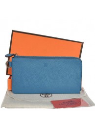 Hermes Zipper Cards Wallet Togo Leather A908 Blue Tl2291OG45