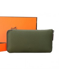 Hermes Zipper Wallet Grainy Leather A309 Dark Green Tl2210KX86