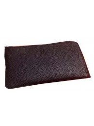 Hermes Zipper Wallet Grainy Leather HA309 Black Tl2162xh67