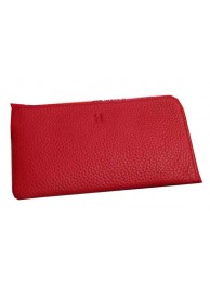 Hermes Zipper Wallet Grainy Leather HA309 Red Tl2164DI37