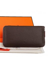 Hermes Zipper Wallet Original Leather A309 Dark Brown Tl2253Xw85